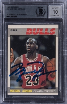 1987-88 Fleer #59 Michael Jordan Signed Card (UDA) - BGS 10 Autograph